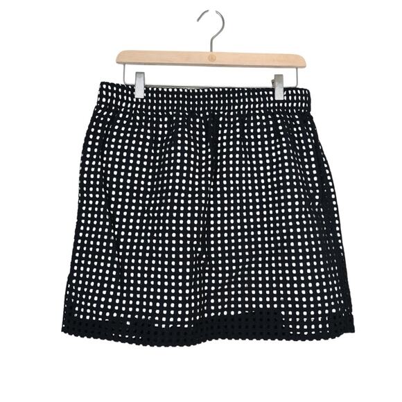 LOFT Womens M Black White Eyelet A-Line Skirt - Picture 1 of 7